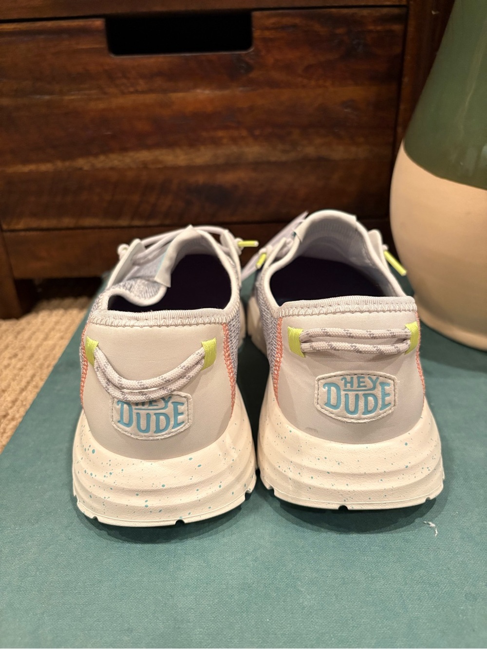 Hey Dude Sirocco Speckle Grey Neon Women’s Shoes NWT - Picture 6 of 16
